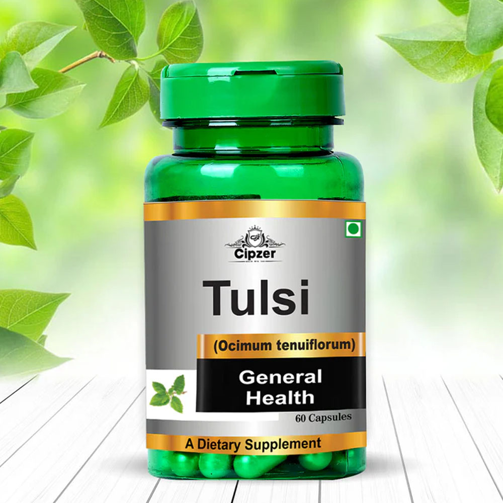 Tulsi Capsule Cipzer Tulsi 30 Capsule | 100% Ayurvedic Immunity Booster | Respiratory Health & Stress Relief |