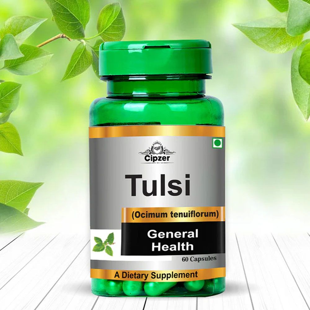 Cipzer Tulsi 60 Capsule | 100% Ayurvedic Immunity Booster | Respiratory Health & Stress Relief |